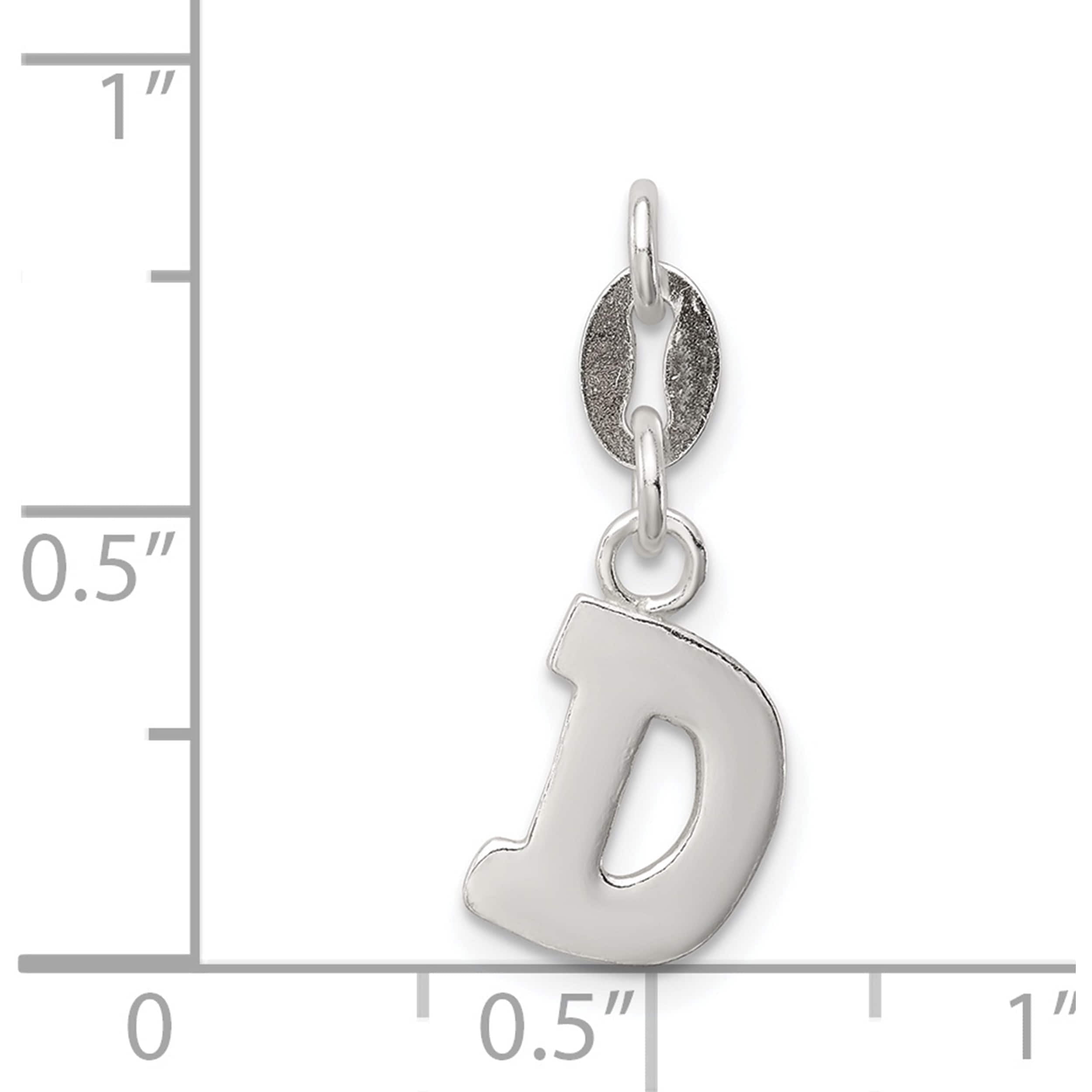 Sterling Silver Letter D Initial Charm (16 X 7) Made In India qc6513d