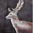 thumbnail image 2 of Atelier B Art Studio 26x26 Gold Ornate Wood Framed with Double Matting Museum Art Print Titled - DEER PROFILE VIEW IN THE DARK, 2 of 4