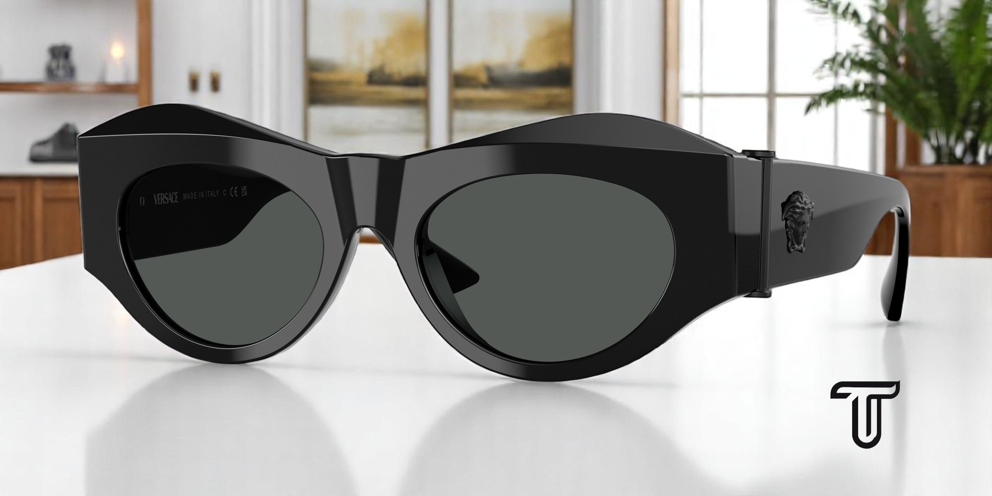 Versace VE2277 10026I Shield Sunglasses – Light Transparent Brown VERSACE VE2277 10026I Turquoise Brown Grad Grey Mir Silver  main image 2