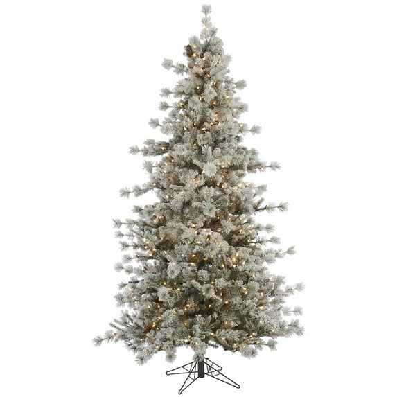 Vickerman 30803 - 15' x 94" Flocked Anchorage Pine 3050 Clear DuraLit Miniature Lights Christmas Tree (A131596)