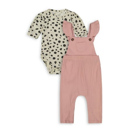 Jessica Simpson Baby Girl Bodysuit & Flutter Overalls, 2-Piece Set