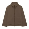 thumbnail image 4 of felwors Womens Fleece Jacket Oversized Zip Up Sherpa Fuzzy Casual Coats Winter Fall Outerwear 2025 Clothes with Pockets Coffee, L, 4 of 5