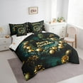 thumbnail image 3 of jejeloiu Marry Christmas Twin Bedding Sets 7-Piece,Xmas Balls Bedding Comforter Set,Green Gold Sheet Sets For Child,Microfiber Bedroom Decor Reversible, 3 of 8