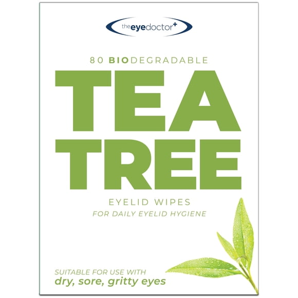 The Eye Doctor 80x Lingettes pour Paupières à l'Arbre à Thé - Lot de 80 Lingettes Biodégradables Adaptées pour Yeux Secs et Blépharite