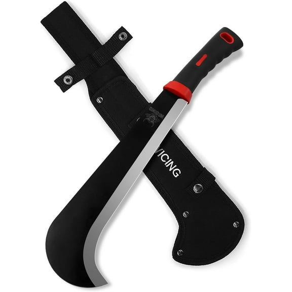 WICING 15" Gardening Machete with Sheath, 3Cr13 Stainless Steel Blade & Non-Slip Handle – Heavy Duty Brush Clearing Tool for Yard Work, Landscaping & Outdoor Use