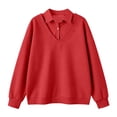 thumbnail image 5 of Tbopshirt Sweatshirts for Women Solid Color Shirt Lapel Patchwork Hoodie Sweatshirt V-Neck Long Sleeve Loose Casual Pullover with Collar Flap Flap Sports Top Hoodie,S-3XL, 5 of 8