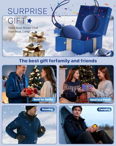 Pocket Size Hand Warmers Rechargeable 2 Pack,20Hrs Long Safe Heat,0.5S Instant Heating,Ultra Thin Electric Hand Warmers,5 Levels Heating Fits in Gloves, Hunting Camping Hiking Essentials