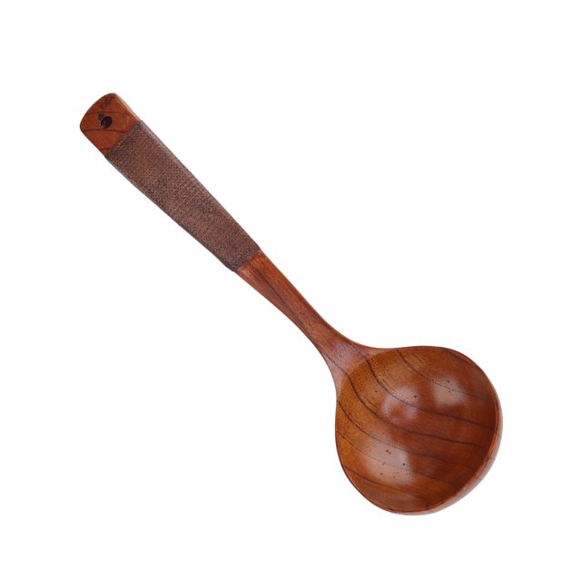 Cuillère en Bois, Longue Poignée Cuillère Multifonctionnelle Résistante aux Rayures avec Trou de Suspension pour Agitation Alimentaire de Type 1