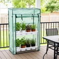 thumbnail image 3 of Portable Mini Greenhouse for Indoor Outdoor Bonsais, Clear Small Grow Tent with Frost Protection, Greenhouse Cover for Herbs Flowers, Winter Garden Shelter for Patio Yard & Balcony Bonsais, Green, 3 of 7