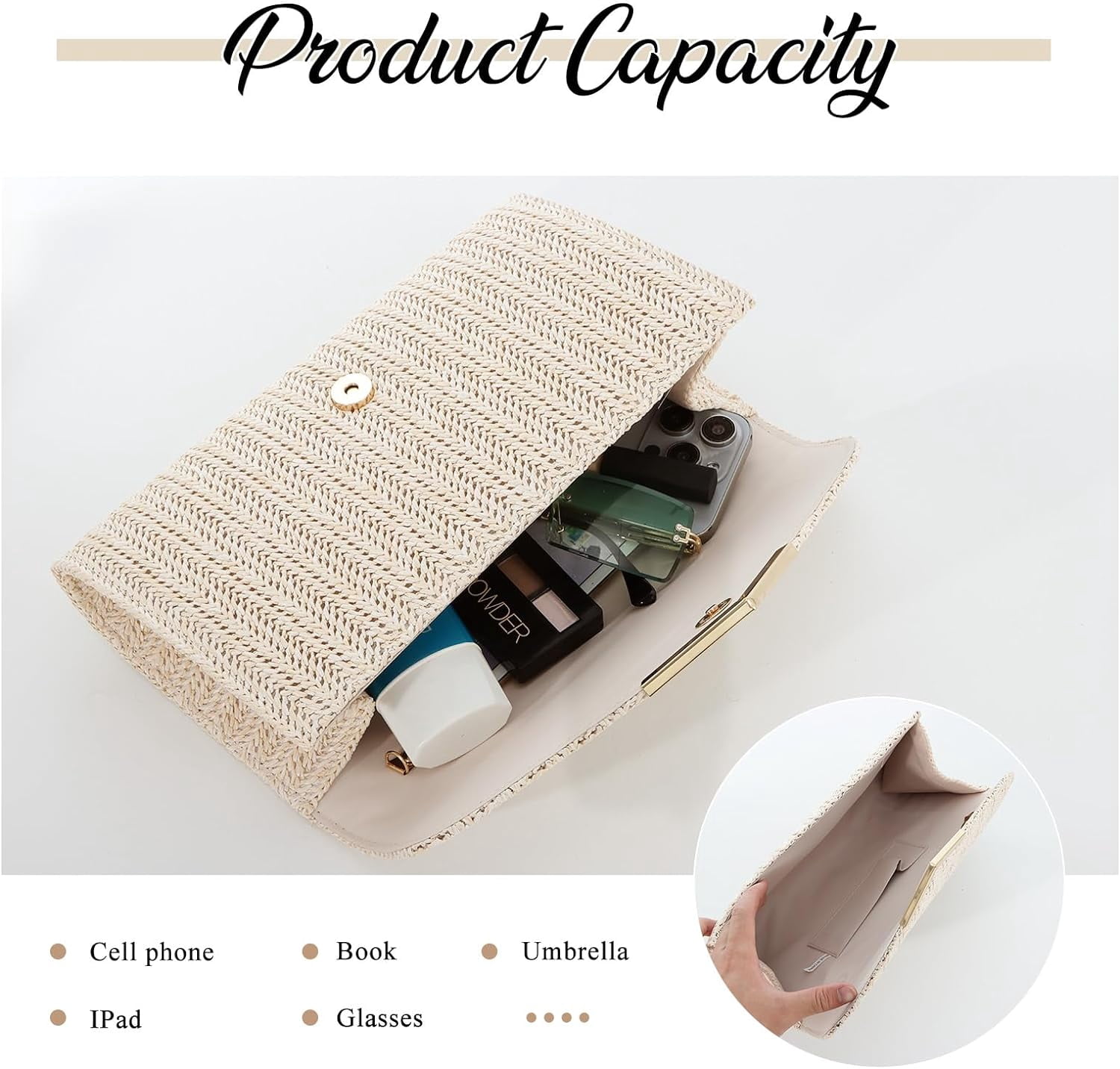 Straw Clutch Rattan Woven Summer Evening Woven Bag Beach Handbag