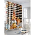 thumbnail image 3 of Fall Shower Curtain Pumpkin Gnome Maple Leaves Shower Curtains for Bathroom Thanksgiving Decor, Waterproof Polyester Shower Curtain Set with Hooks, Standard Size 66" x 72" White Black Plaid, 3 of 6