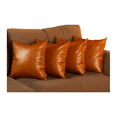 thumbnail image 3 of Set of 4 Brown Faux Leather 17" Pillow Covers, 3 of 3