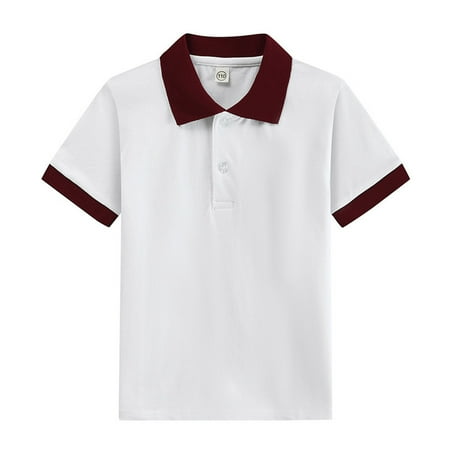 REDARER Kids Short Sleeve Polo Shirt Color Block Collar Classic Loose Fit Soft Breathable Top for School and Casual Wear Size:5-6 Years