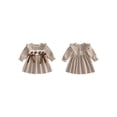 thumbnail image 2 of RUINIXCW Kids Toddler Baby Girl Football Dress Outfit Infant Baby Girl Fall Gingham Plaid Dress Clothes Rugby Embroidery Long Sleeve A-line Dress, 2 of 9
