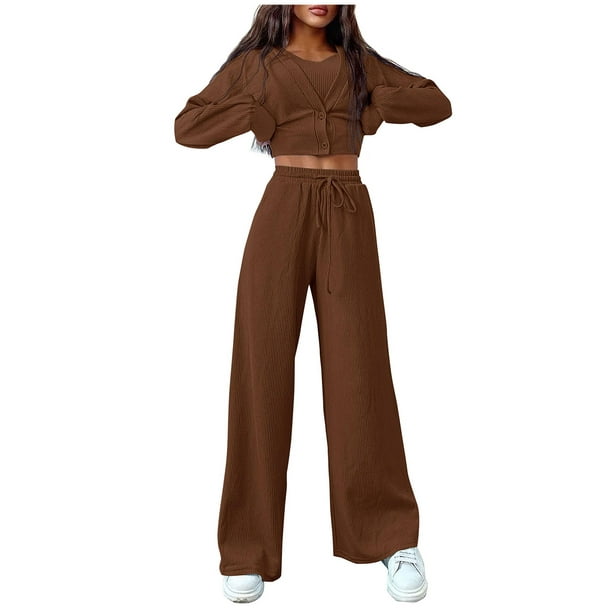 Womens Casual 2 Piece Outfits Set Summer Classic Wide Leg Pants Sets Half  Sleeve Sweatshirts Wide Leg Pants Sets Solid Color Matching Sets  Skin-Friendly Jumpsuits (Black,Small) : : Clothing, Shoes &  Accessories