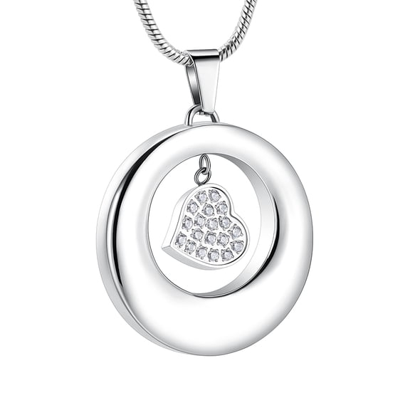 Crystal Heart Circle of Life Eternity Memorial Urn Necklace Always with me Cremation Jewelry Pendant Necklaces for ashes