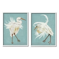 Stupell Industries Dancing Heron Birds White Feathers over Blue, 16 x 20,Design by Melissa Wang