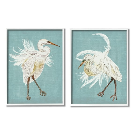 Stupell Industries Dancing Heron Birds White Feathers over Blue, 16 x 20,Design by Melissa Wang