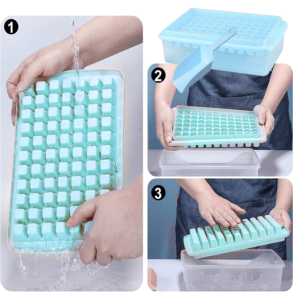 artleo ARTLEO Ice Cube Tray Lid and Bin for Freezer, Easy-Release 55 Mini Nugget  Ice Tray with Spill-Resistant Cover, Storage Container, Scoop. Flexible  Durable Plastic Small Ice Tray Bucket, BPA Free, - Walmart.ca