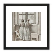 C W Eckersberg At A Window In The Artists Studio 8X8 Inch Square Wooden Framed Wall Art Print Picture with Mount