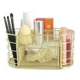 thumbnail image 2 of Gold Desk Organizer Set  Large Metal Pen Holder with Accessories  Durable Stainless Steel Makeup Brush Cup  Multi Purpose Office Desk Organizer for Stationery  Sticky Notes  Paper Clips, 2 of 6