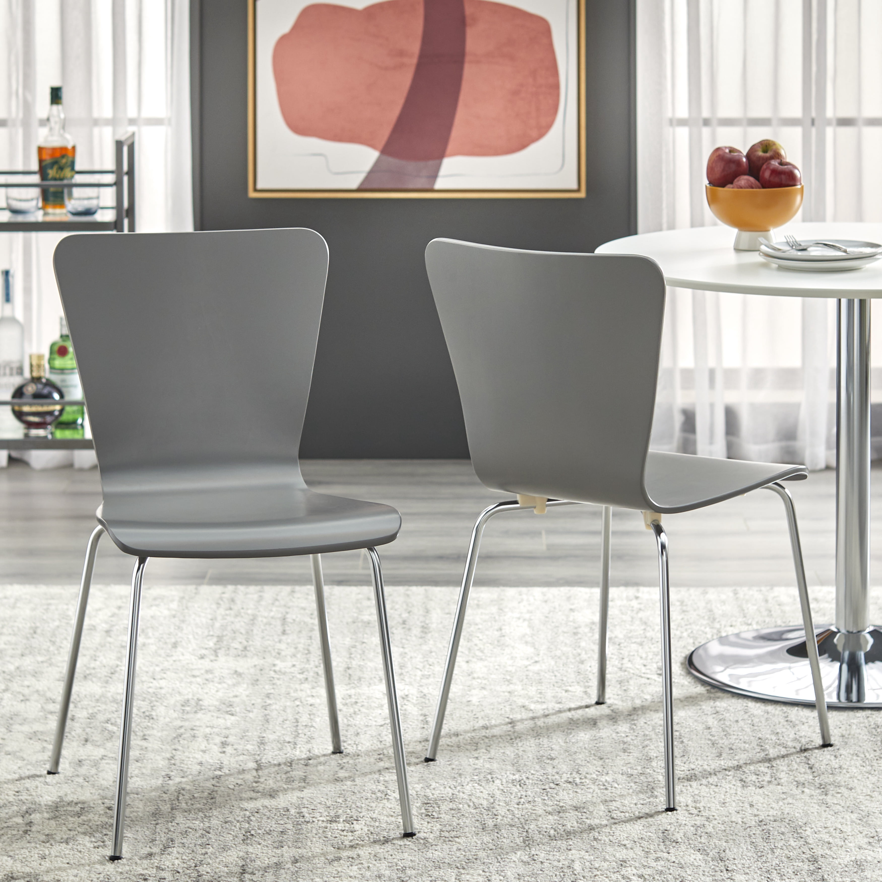 TMS Pisa Indoor Bentwood Dining Chair, Set of 2, Charcoal Gray