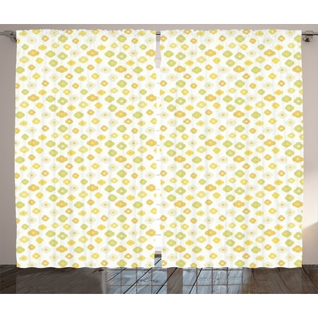 Floral Curtains 2 Panels Set Summer Kitchen Design Cartoon Shaped