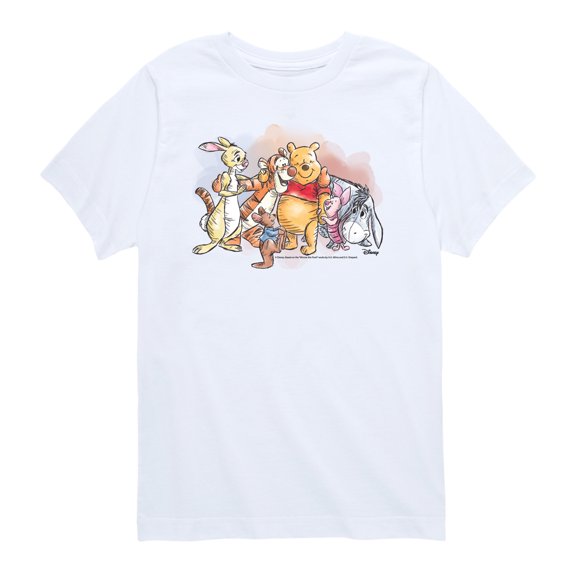 Winnie the Pooh - Watercolor Group Sketch - Toddler Boys Short Sleeve Graphic T-Shirt