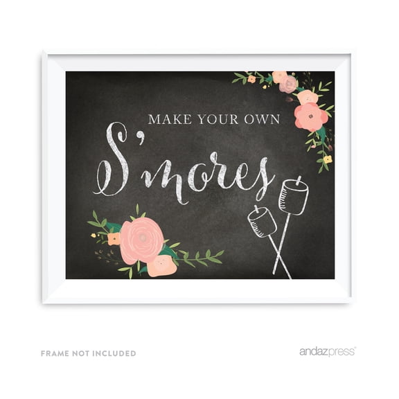 Build Your Own S'mores Chalkboard & Floral Roses Wedding Party Signs