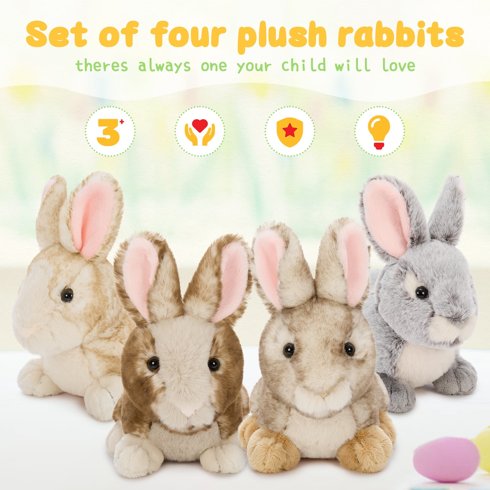 MorisMos 4Pcs Bunny Stuffed Animals Bulk Rabbit Plush Toy