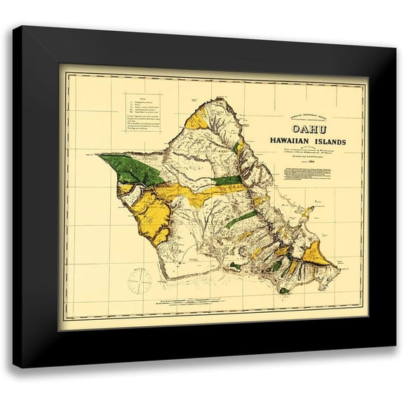Covington 14x12 Black Modern Framed Museum Art Print Titled - Oahu Hawaii - Covington 1881