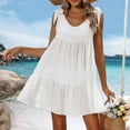 thumbnail image 4 of Gamivast Boho Dresses for Women Tie Shoulder Sleeveless Summer Dresses Flowy Beach Dress Solid Tiered Ruffle Hem A Line Loose Fit Sun Party Trip, 4 of 7