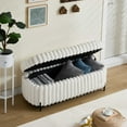 thumbnail image 4 of Wide Faux Fur Flip Top Storage Bench with Black Metal Legs, Bed End Stool Foot Rest for Living Room Entryway Dorm BedroomBeige + faux fur_1., 4 of 18