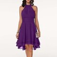 thumbnail image 4 of Abcnature Summer Dresses for Women 2022, Women's Beach Casual Dresses, Round Neck Sleeveless Dress, Chiffon Double Layer Ruffles Pencil Dress, Plus Size Holiday Dresses Mini Sundresses Purple M, 4 of 5
