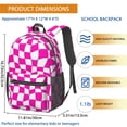thumbnail image 3 of Pink and White Wavy Checkered Pattern 17" School Backpacks for Teens,Waterproof Oxford Fabric,S-Shape Padded Straps for School,Travel,Hiking,Camping, 3 of 6