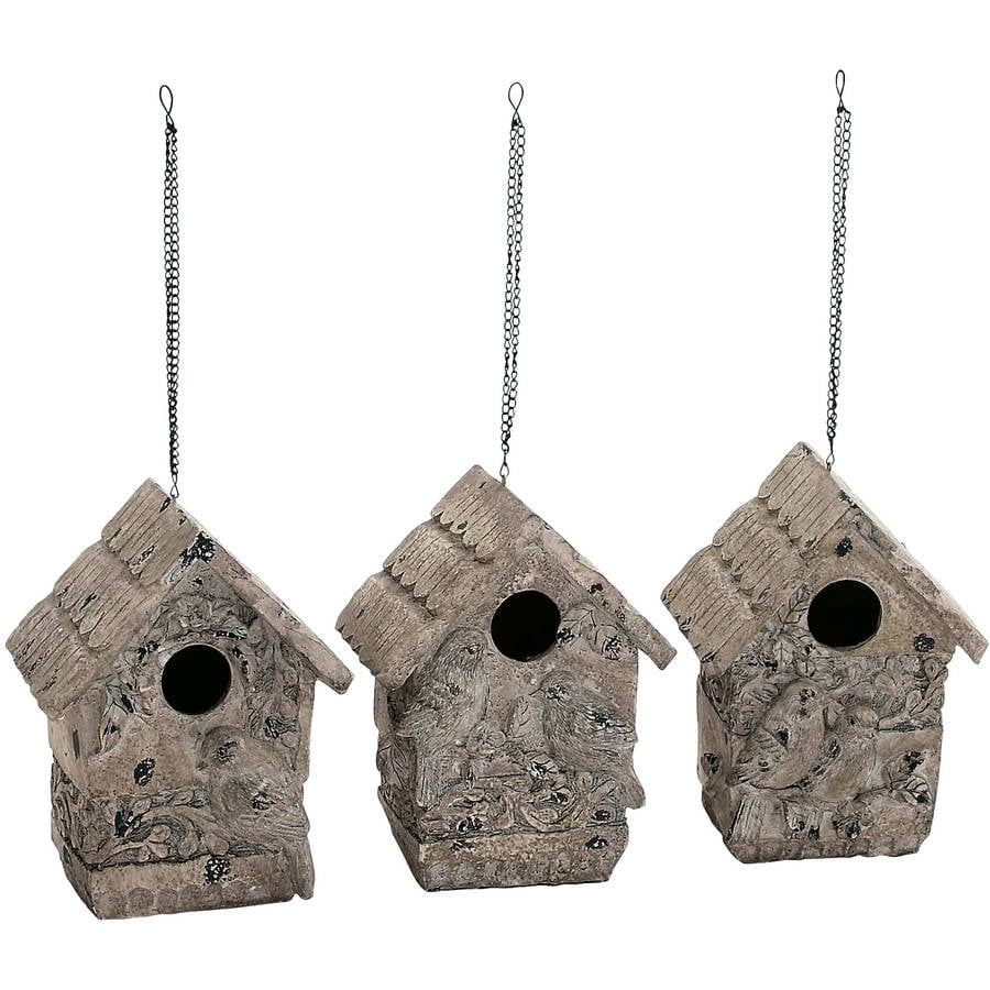Decmode Polystone Birdhouse, Grey by DecMode