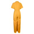 thumbnail image 4 of Mode Femme Combinaison Taille Haute Unie Ceinturée Coton Lin Manches Courtes Poche Bouton Longue Robe Maxi, 4 of 5
