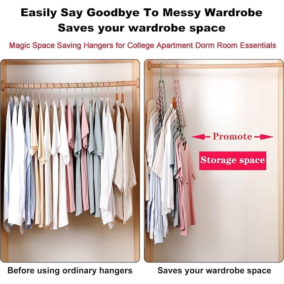 Qihe-Closet Organizers and Storage,College Dorm Room Essentials,Pack of 10 Multifunctional Organizer Magic Space Saving Hangers with 9 Holes Storage Organization for Wardrobe Closet