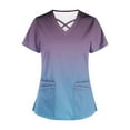 thumbnail image 5 of Scrub Tops for Women Solid Cross V Neck Short Sleeve Medical Uniform Stretchy Nurse Shirt, 5 of 5