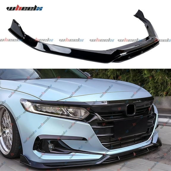 Front Lip Compatible with 2021-2022 Honda Accord 10.5th Gen, JDM Bumper Air Dam Lower Chin Spoiler Splitter Protection Body Kit (Glossy Black)