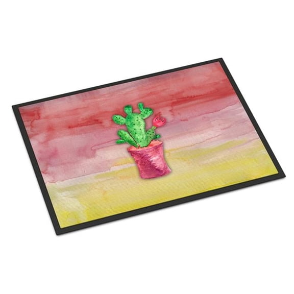 24 x 36 in. Flowering Cactus Watercolor Indoor or Outdoor Mat