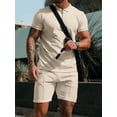 thumbnail image 3 of Biekopu Men Summer 2PCS Shorts Set, Short Sleeve Zipped Shirt with Elastic Waist Shorts Outfit, 3 of 6