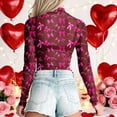 thumbnail image 5 of CAIXIA Valentines Day Women's Mesh Tops Cute Heart Long Sleeve Sheer T Shirts See Through Blouse Bodycon Clubwear, 5 of 5