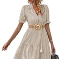 thumbnail image 2 of WTXUE Stretch Belt, Women Belt Woven Elastic Stretch Wide Waist Belts for Dresses with Buckle, 3# Beige, 2 of 2