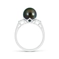 thumbnail image 2 of ANGARA Tahitian Cultured Pearl Ring with Cluster Diamonds in 14K White Gold for Women | June Birthstone, Birthday, Anniversary, Jewelry Gift for Women | Pearl Ring, 2 of 8