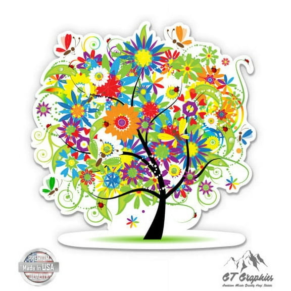 Whimsical Tree - 3" Vinyl Sticker - For Car Laptop I-Pad Phone Helmet Hard Hat - Waterproof Decal