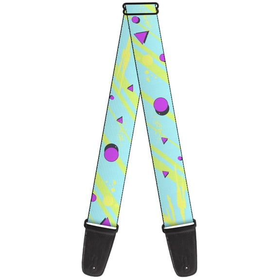 Buckle-Down Guitar Strap, Eighties Party Blue Yellow Pink, 2 Inches Wide