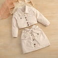 thumbnail image 3 of Gyratedream Toddler Girl's 2 Piece Outfit Button Up Long Sleeves Jacket and Bow Front Aline Skirt Set, 3 of 8