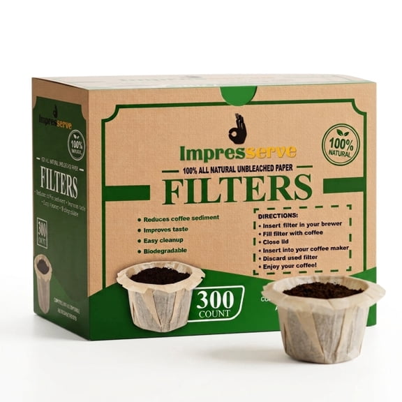 Impresserve Unbleached Paper Basket Coffee Filters 300 Count
