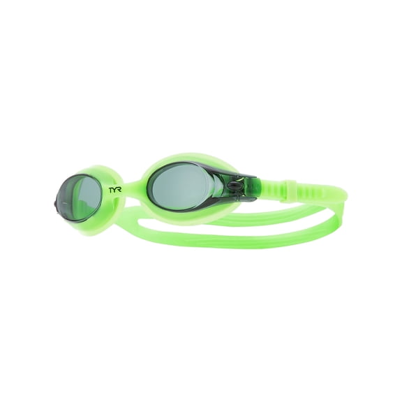 TYR Swimple Kids' Swim Goggles – Youth Goggles with Anti-Fog, UV Protection, Adjustable Fit, Smoke/Fluorescent Green